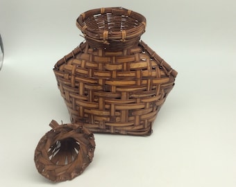 Vintage 2 Piece ASIAN FISHING CREEL Basket-fish Trap Made of Split