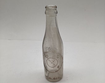Vintage Embossed Dr Pepper 10-2-4 w/ Hands 6.5 oz Glass Bottle