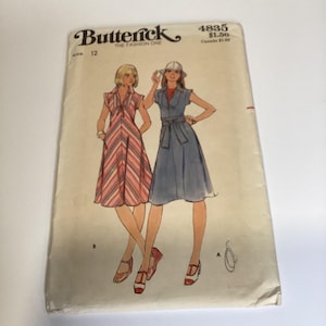 Vintage 1970&#39;s Butterick 4835 Sewing Pattern Dress Size 12 -Uncut