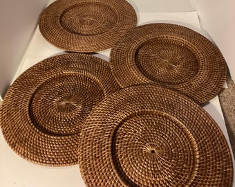 Set 4 - Rattan Wicker Plate Chargers Woven Plate Holders Boho Decor 13’’
