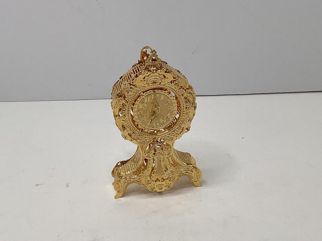 Danbury Mint Victorian Grandfather Clock 23K Gold Plated Christmas