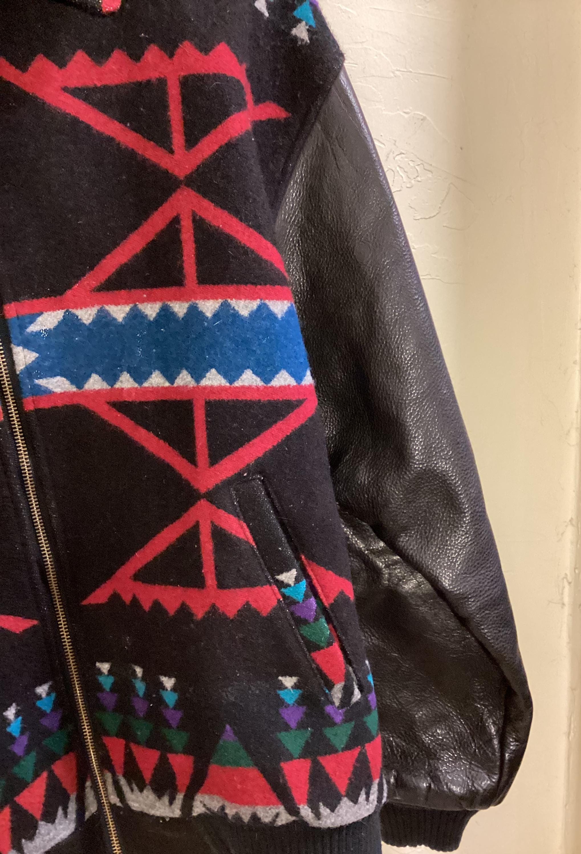 Pendleton Wool Bomber Jacket Native Tribal Western Aztec Navajo