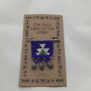 Vintage South African Zulu Love Letter Story Glass Beaded Pin