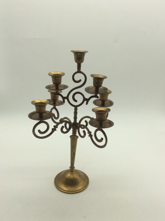 Vintage Brass candelabra 3 Arm Adjustable 7 Candles 13.5 Etsy