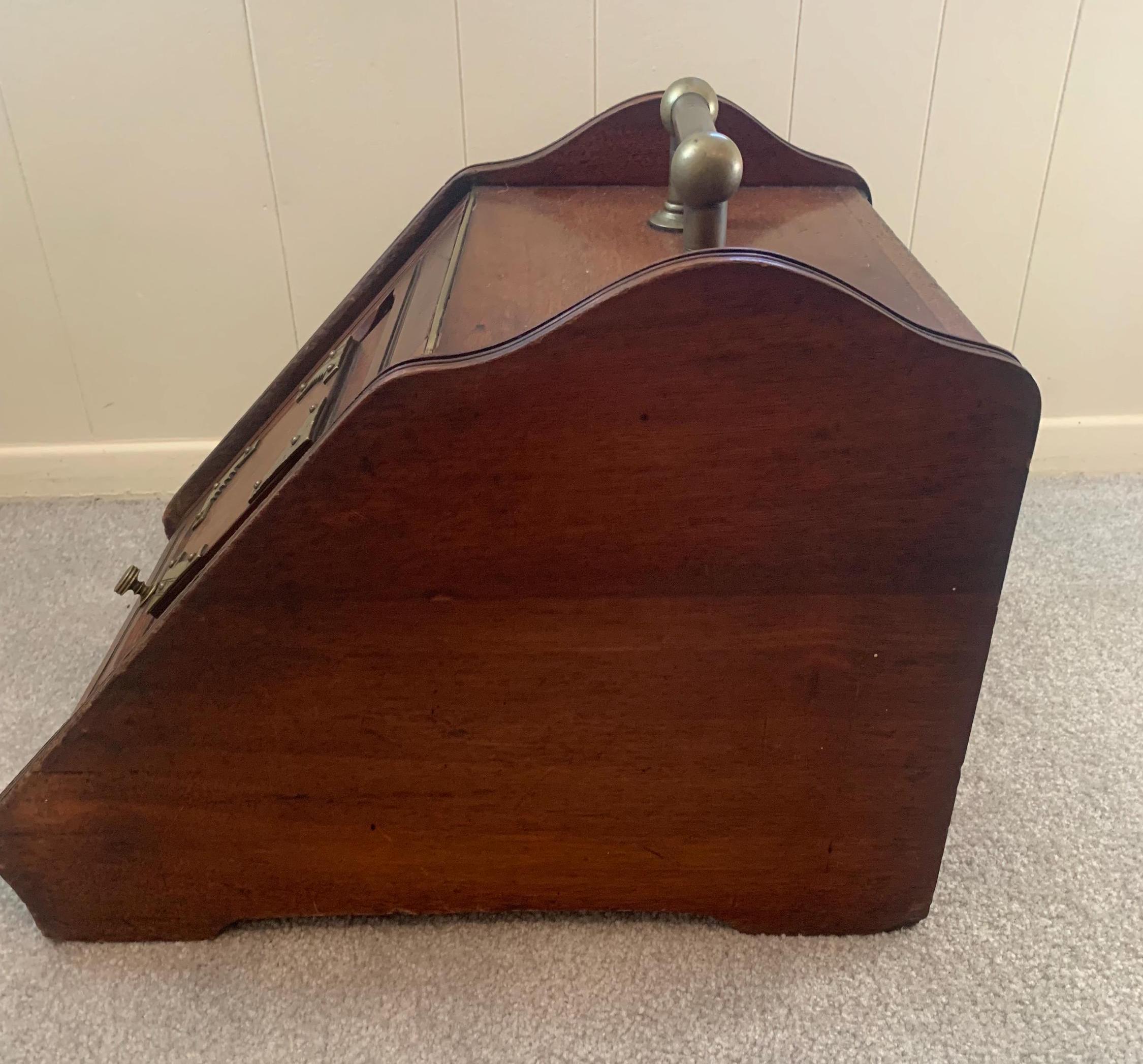 Antique Wooden Coal Scuttle Box Brass Accents - Victorian Fireplace ...