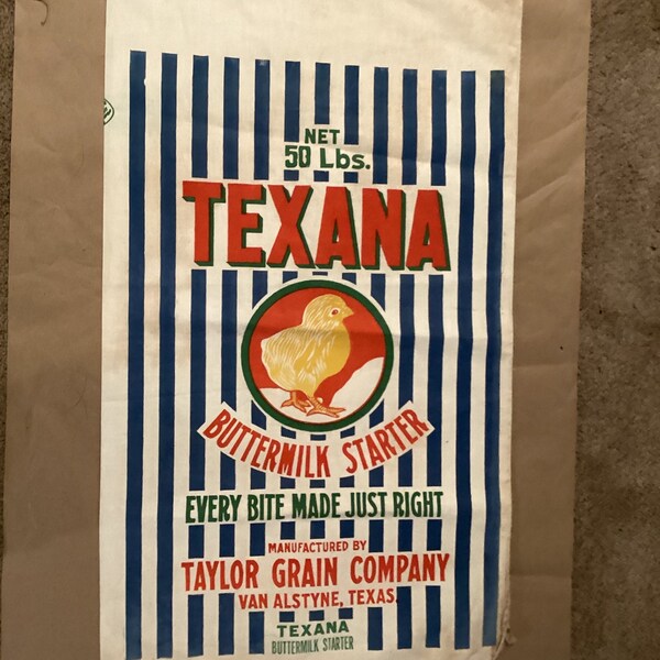 Old Farm Vintage TEXANA Buttermilk Starter Van Alstyne, Texas Advertising Cloth Feed Sack 50 lbs