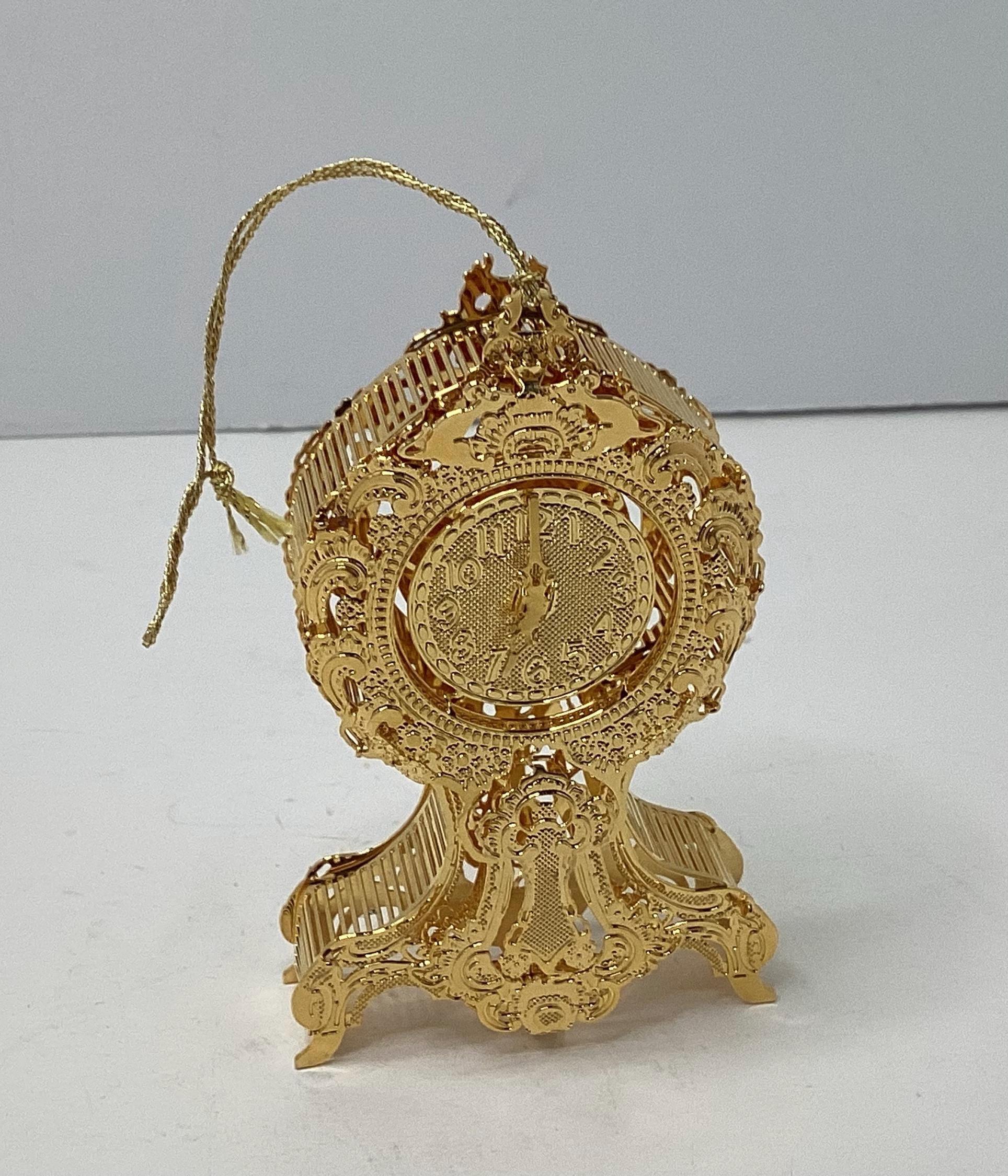 Danbury Mint Victorian Grandfather Clock 23K Gold Plated Christmas