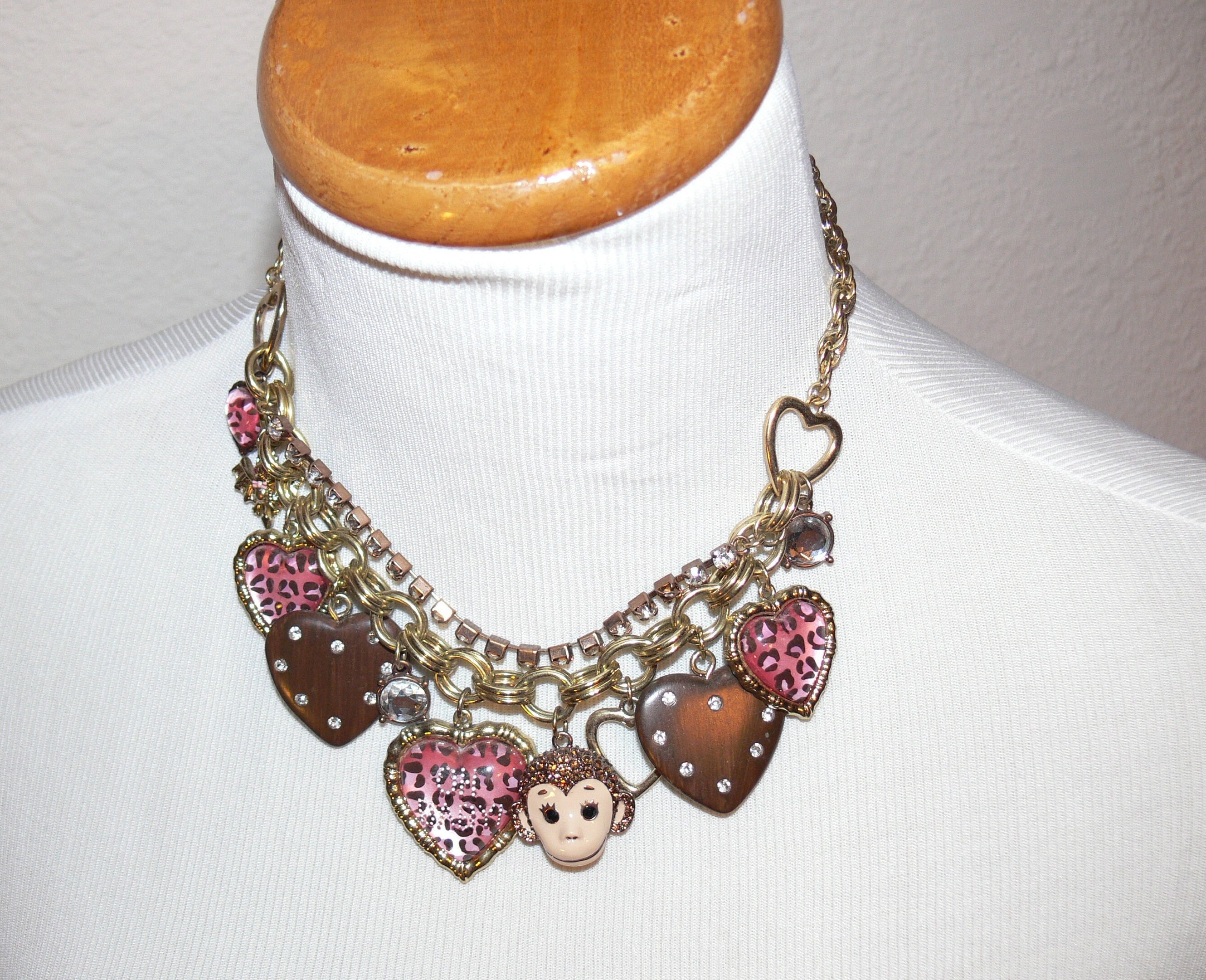 Betsey Johnson Necklace - Oh Baby Jungle Book Monkey Heart 