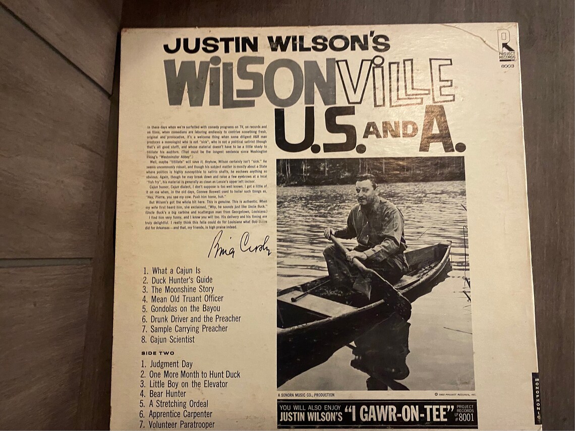 Justin Wilson's Wilsonville U.S. and A. Vinyl Record LP Cajun Comedy, foto 3 de 5
