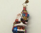 Christopher Radko Christmas Glass Ornament Santa w Sack of Presents