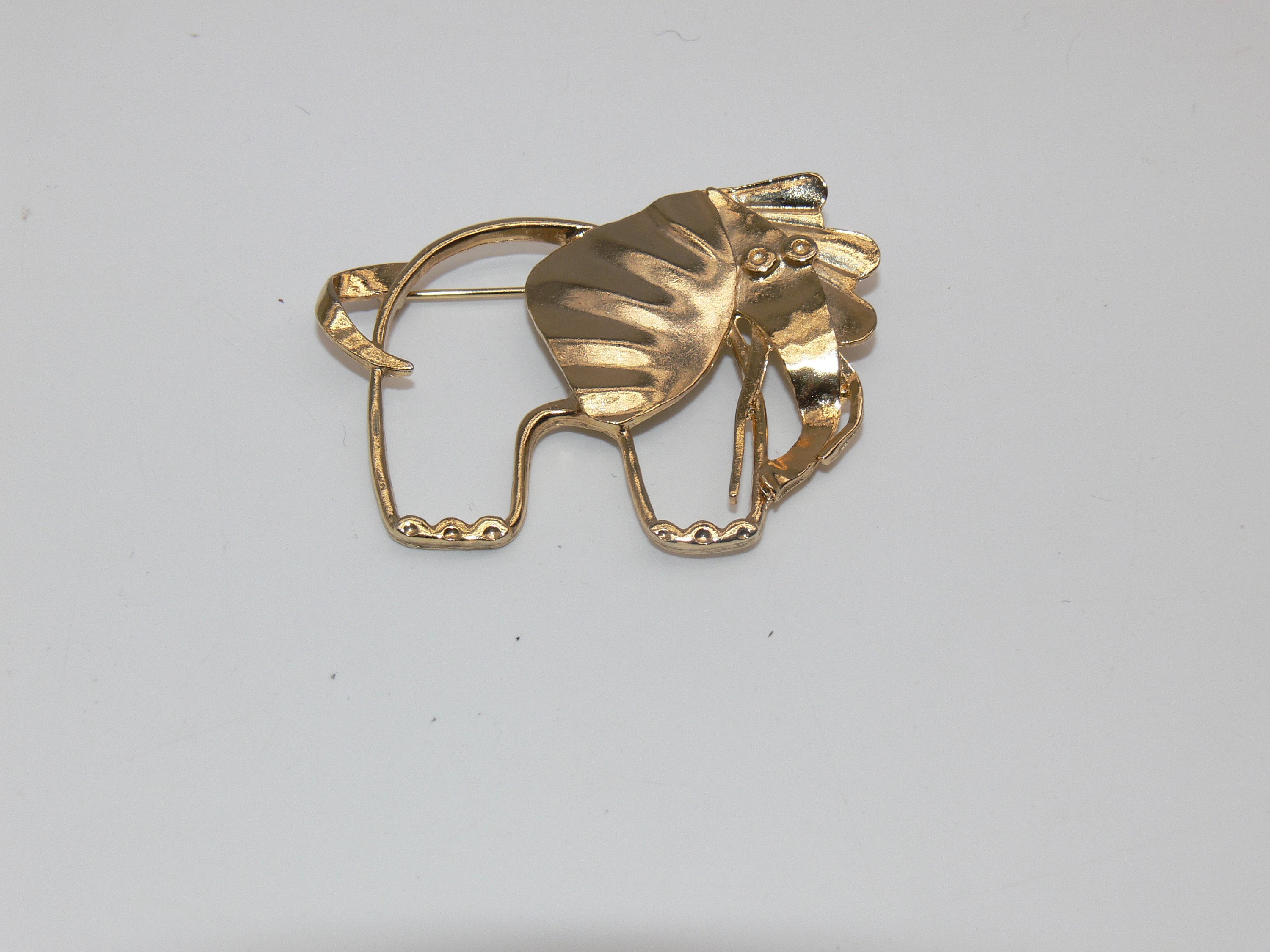 Broche Vintage éléphant émaillé - Plaqué Or, Design Années 70
