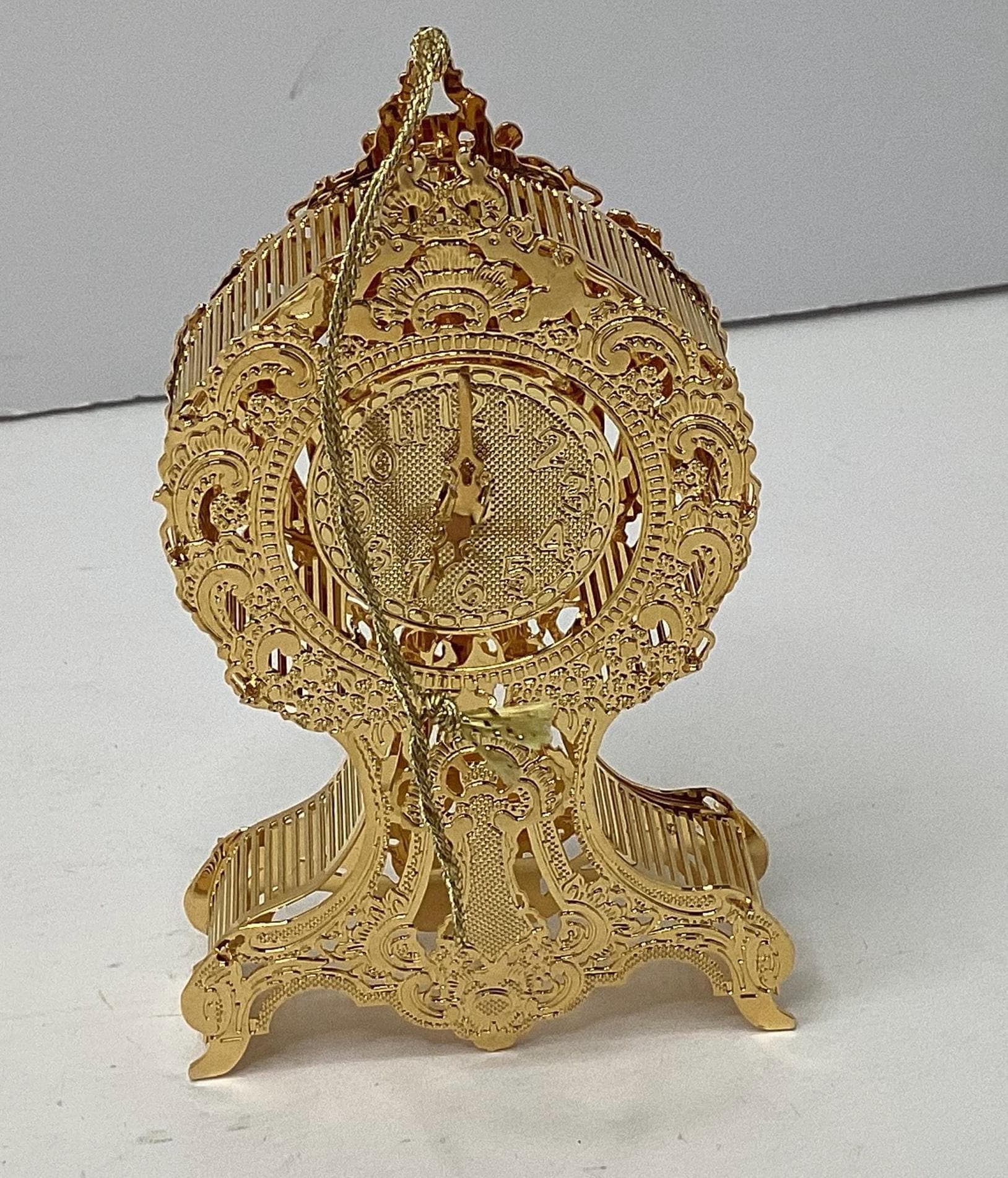 Danbury Mint Victorian Grandfather Clock 23K Gold Plated Christmas