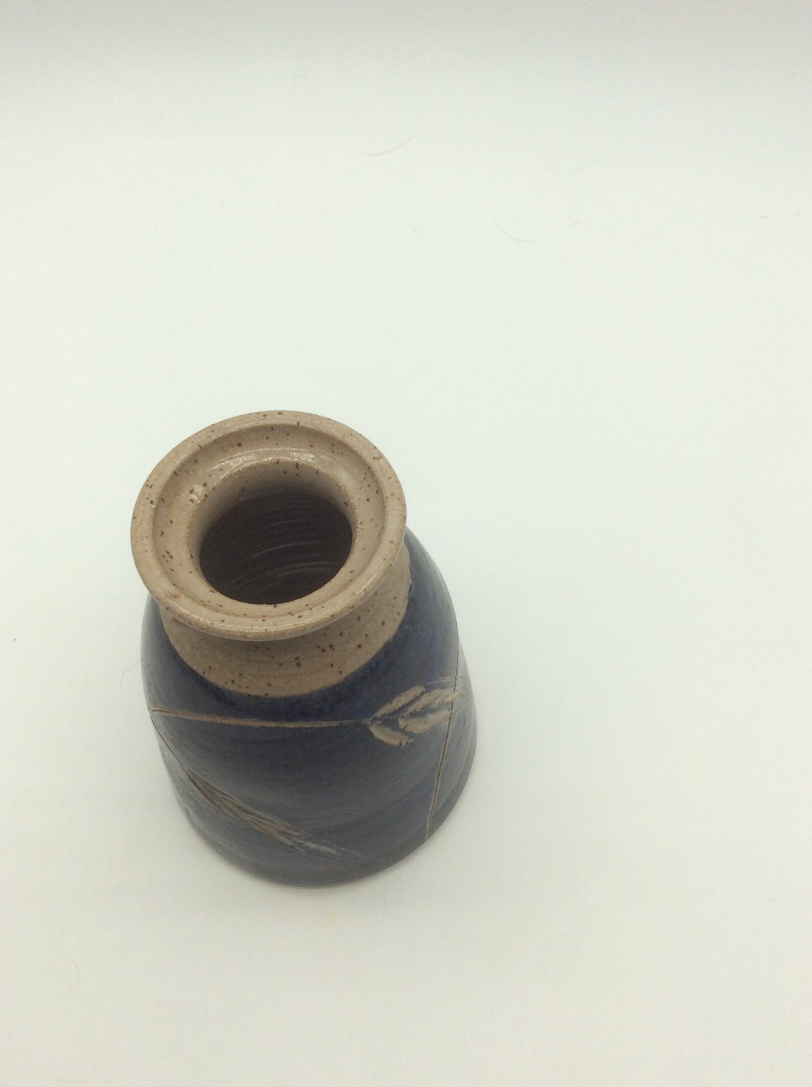 Annapolis Pottery Blue Pot Vase with Wheat Design AP studio Etsy