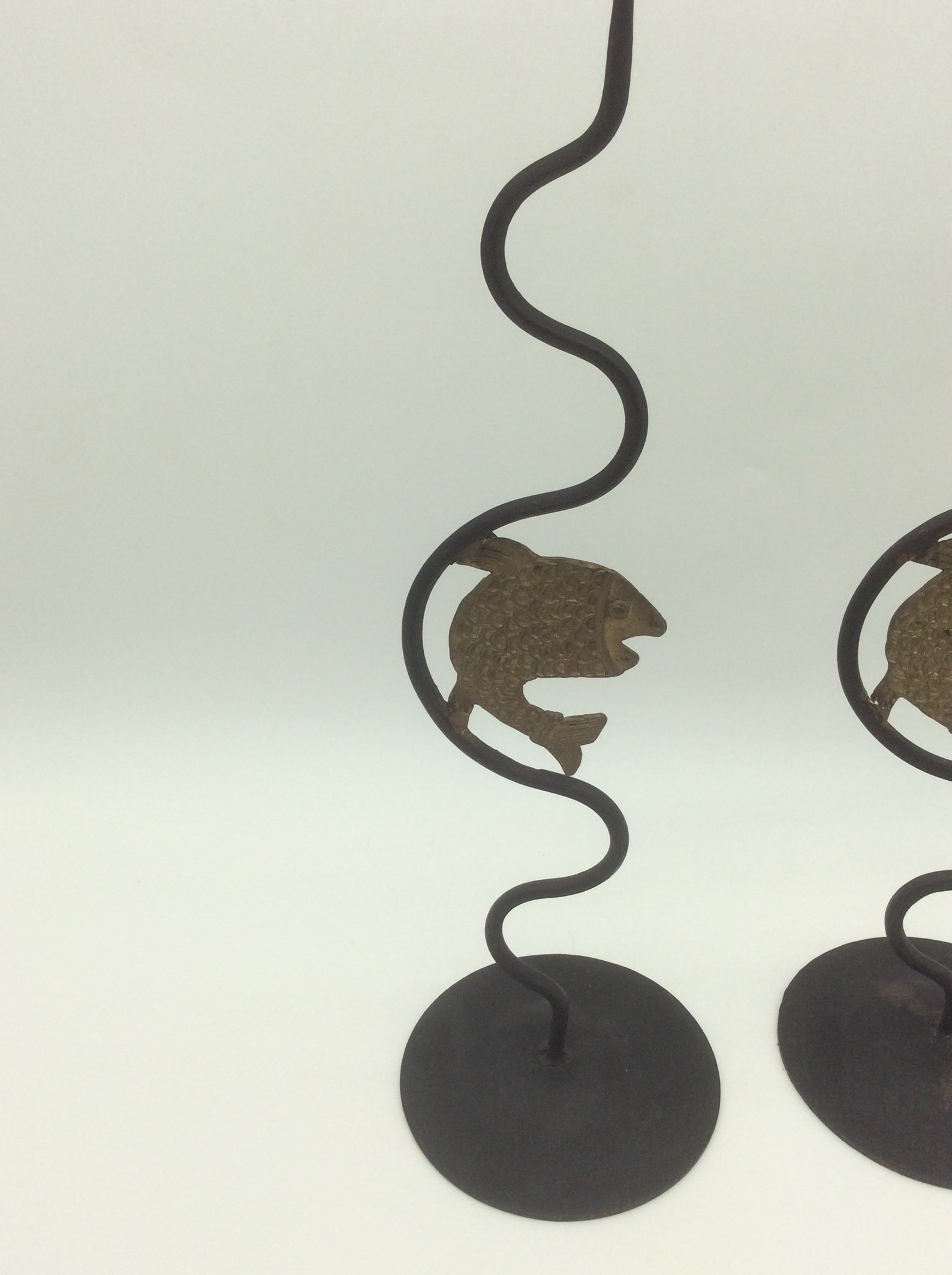 Pair of Metal Fish candle holder Etsy
