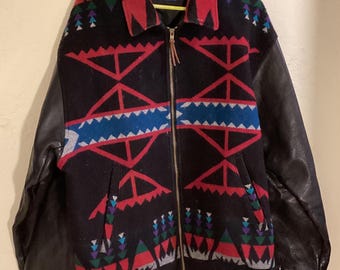 Pendleton Wool Bomber Jacket Native Tribal Western Aztec Navajo
