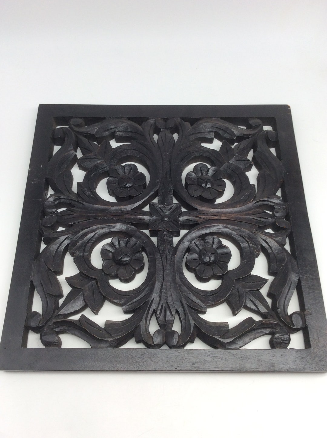 Square Wood Floral Scroll Wall Art Panel Home Decor 18" X 18" - Etsy