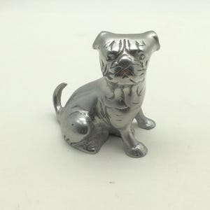 Dog Sliver Tone Metal Chrome Statue Paperweight Home Decor