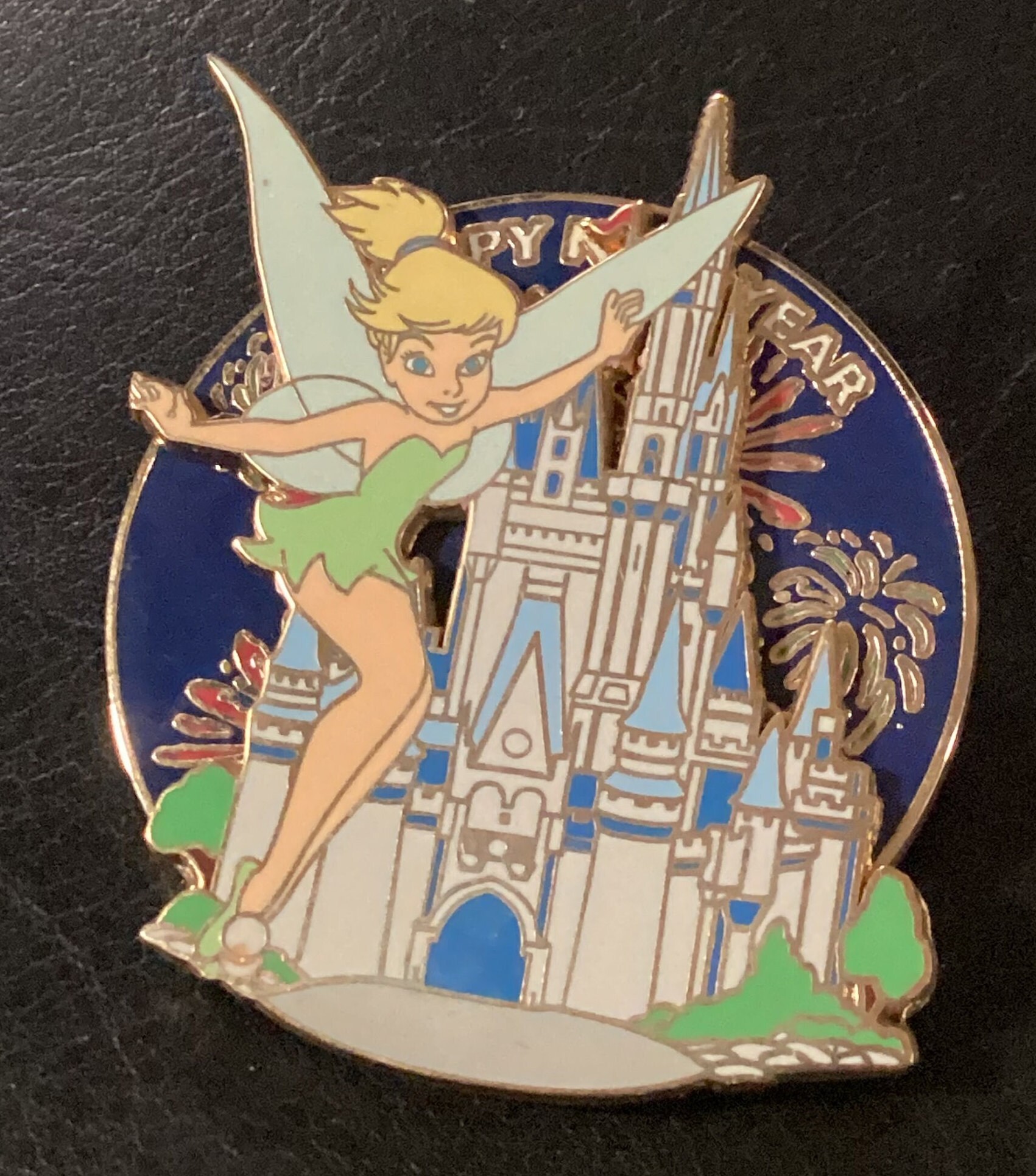 Happy New Year Tinker Bell Castle Spinner LE Disney Pin Disney