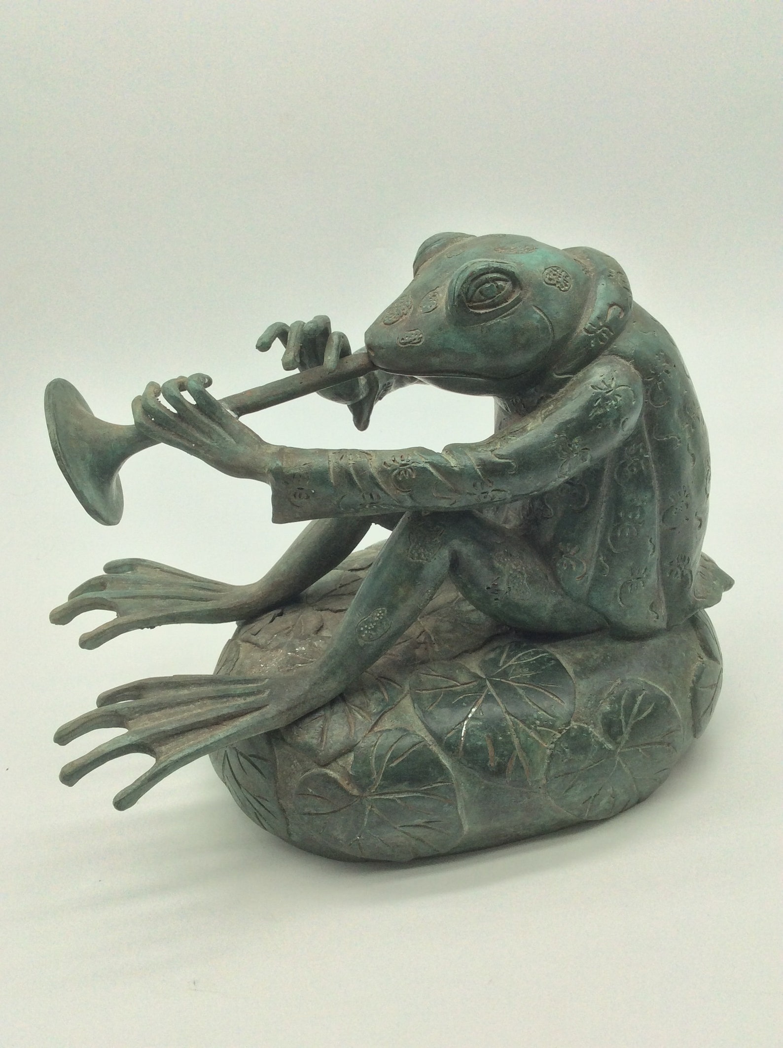 Frog playing Trumpet Garden Statue Cast Bronze Patio Yard Etsy