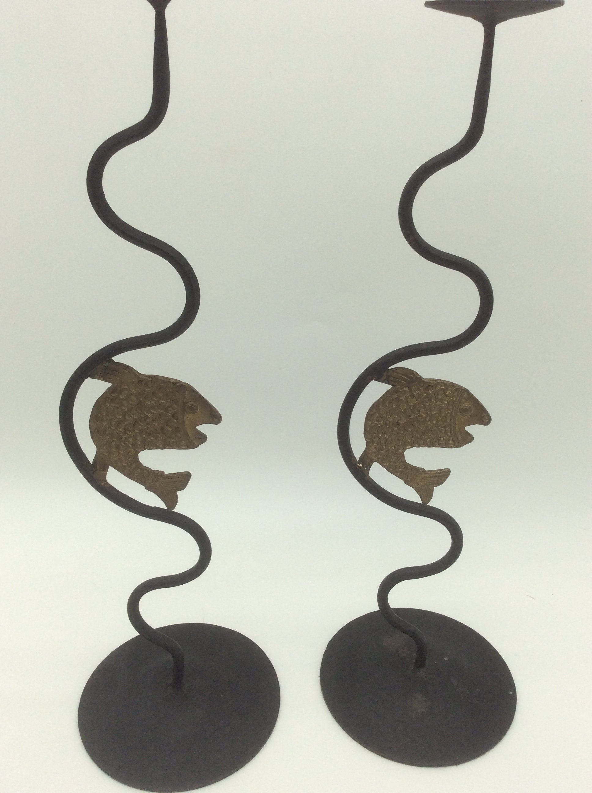 Pair of Metal Fish Candle Holder Etsy