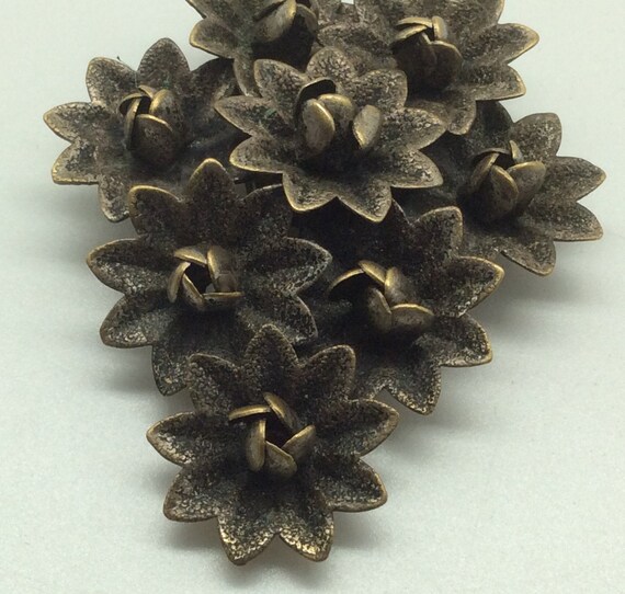 Victorian Floral Brass Charm Stampings - Oxidized Brass & Matte Silver Findings For Jewelry Making