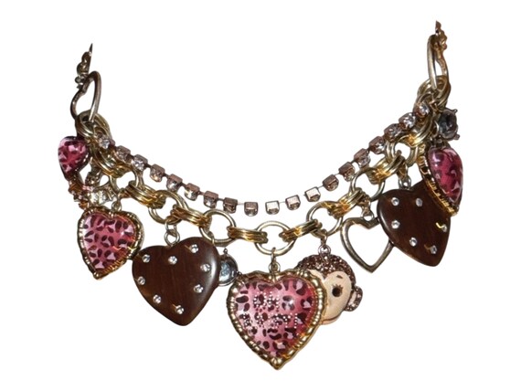 Zebra lucite heart Betsey Johnson headband rare BETSEY JOHNSON LOVELY RARE LUCITE CHEETAH HEART THREE  main image 3