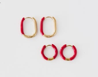 Kansas City hoop earrings. Red and Gold Chief huggie earrings. KC football