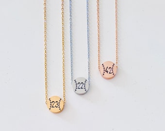 Personalized Baseball Number Necklace Silver Gold Small Steel