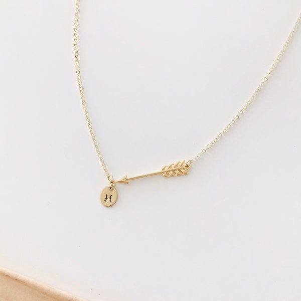 Arrow initial necklace Mom initial arrow necklace Personalized Children’s initial Gold arrow necklace with initials Mother’s Day gift