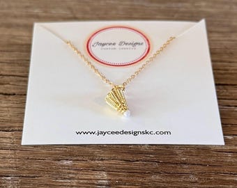 Shuttlecock Badminton Sports Necklace: Gold Kansas City Shuttlecock Nelson KC Jewelry