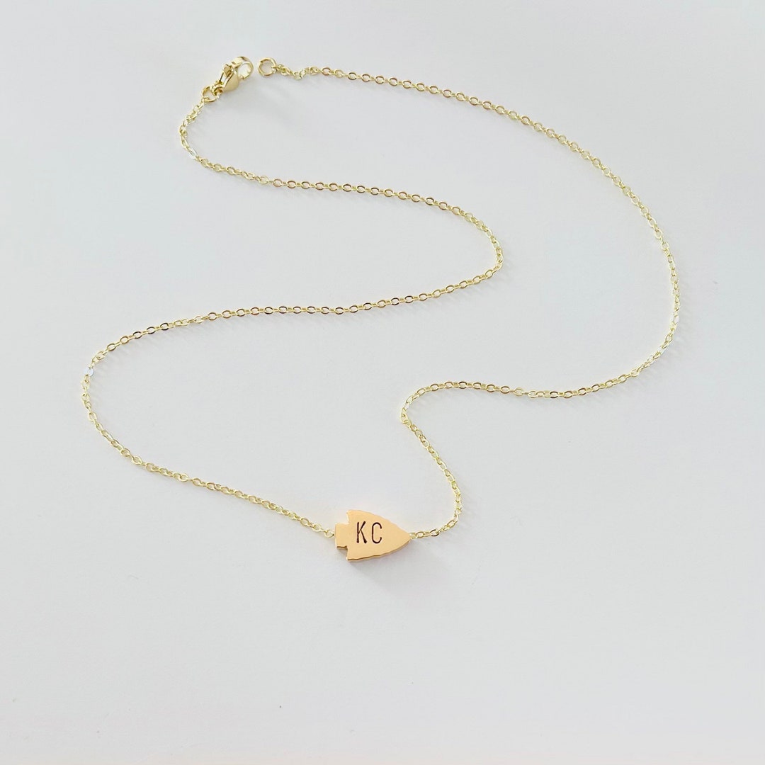 Kansas City Inspired Chief Necklace KC Football Necklace Gold Mini