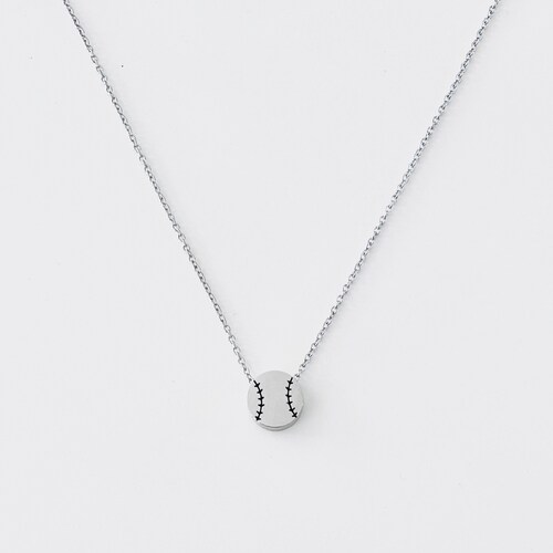Baseball necklace Silver small stainless steel baseball necklace Softball jewelry Baseball mom tiny gold ball necklace earrings