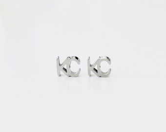 KC stud earrings Kansas City soccer silver or gold KC earrings Stainless steel jewelry Sporting Current