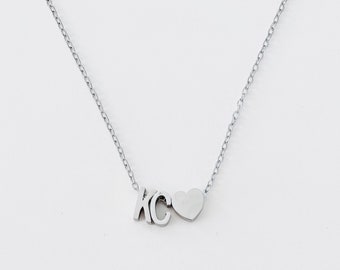 KC Heart Necklace: Stainless Steel Kansas City Jewelry Current Gold or Silver Soccer
