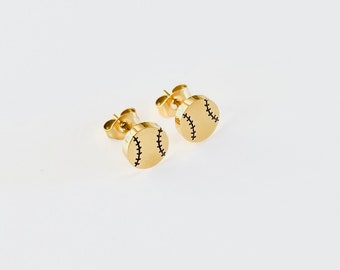 Baseball stud earrings Gold softball earrings Small stainless steel silver softball jewelry Baseball mom tiny stud earrings