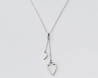 Kansas City Inspired lariat Chief y necklace Gold double arrowhead necklace Kansas City jewelry Chief Silver kc football