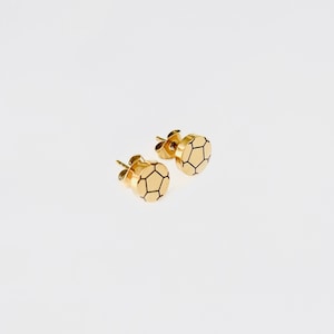 Soccer ball stud earrings Gold soccer earrings Small stainless steel silver futbol jewelry Soccer mom tiny stud earrings European Football
