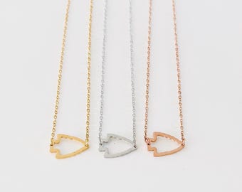 Kansas City Mini Open Arrowhead Necklace. Gold and Silver KC football arrowhead necklace. Chief jewelry.