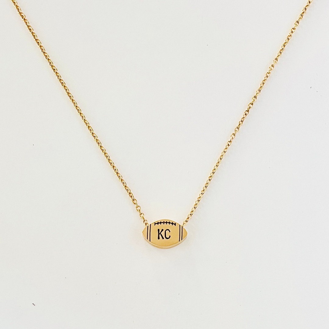 Kansas City Inspired Chief Necklace KC Football Necklace Gold Mini