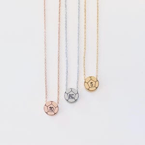 Personalized soccer number necklace Silver or gold small stainless steel soccer ball necklace Soccer number jewelry Soccer mom necklace