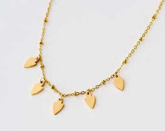 KC Arrowhead Charm Necklace: Kansas City Football Silver or Gold Stainless Steel Chief Jewelry
