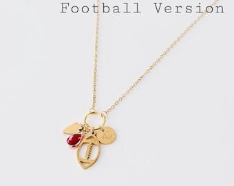 Kansas City Football Charm Necklace: Arrowhead, Football, KC - Stainless Steel Silver Gold Chief Jewelry