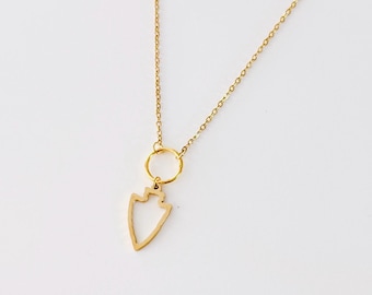 Kansas City Mini Open Arrowhead Necklace. Gold and Silver KC football arrowhead necklace. Chief jewelry.