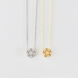 Stainless Steel Soccer Ball Necklace: Personalized Number Charm Silver or Gold