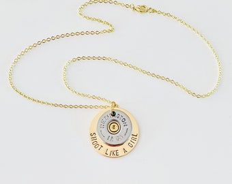 Shotgun shell necklace Personalized shotgun shell jewelry Shoot like a girl Winchester Remington Fiocchi Trap shooting clay 12 or 20 gauge