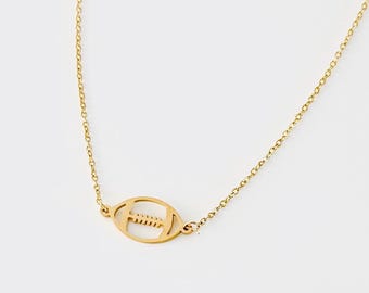 Kansas City Mini Open Football Necklace. Gold and Silver KC football necklace. Chief jewelry.