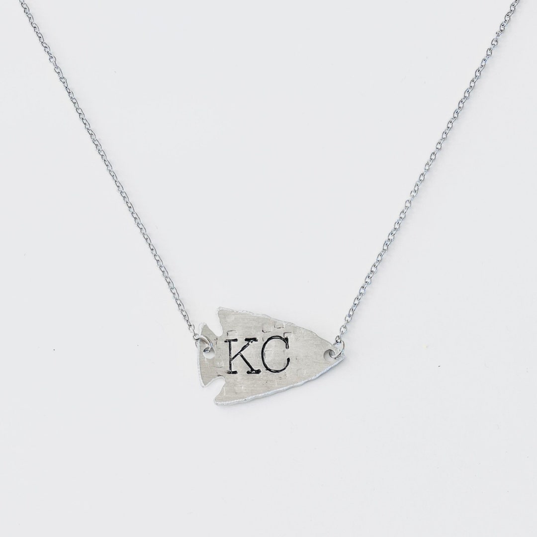 Kansas City Inspired Chief Necklace KC Necklace Silver Arrowhead
