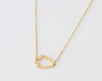 Kansas City Mini Open Arrowhead Necklace. Gold and Silver KC football arrowhead necklace. Chief jewelry.