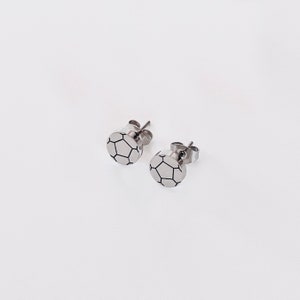 Soccer stud earrings Silver soccer ball earrings Small stainless steel gold futbol jewelry Soccer mom tiny stud earrings European Football