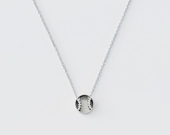 Stainless Steel Baseball Necklace: Silver or Gold Open Softball Jewelry Sports Mom
